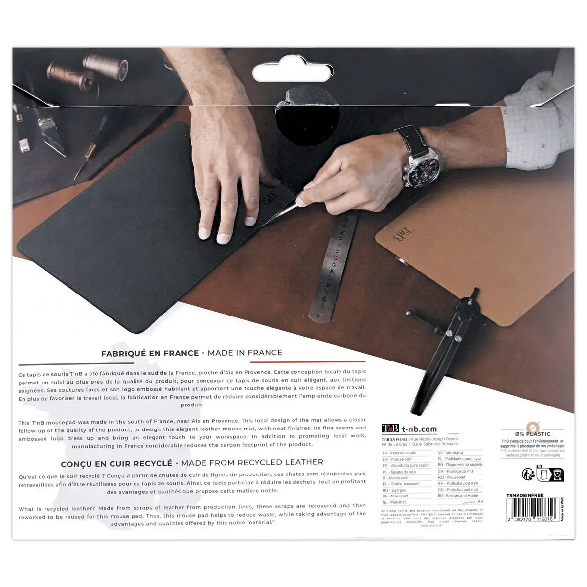 Tapis de souris en cuir recyclé