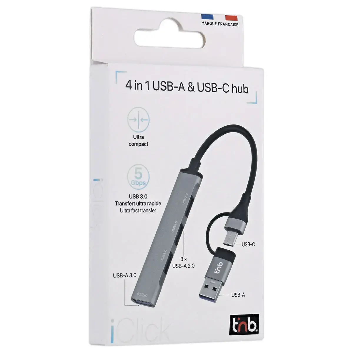 Hub USB-A et USB-C vers 4 ports USB-A – T’nB