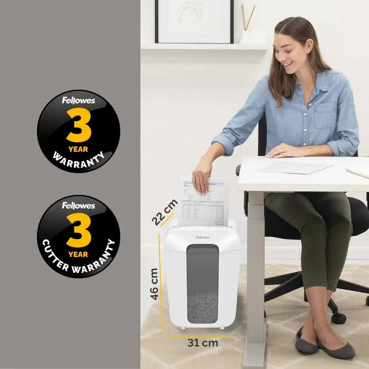 Destructeur Powershred LX70 - Coupe crois&eacute;e - Blanc - Fellowes 