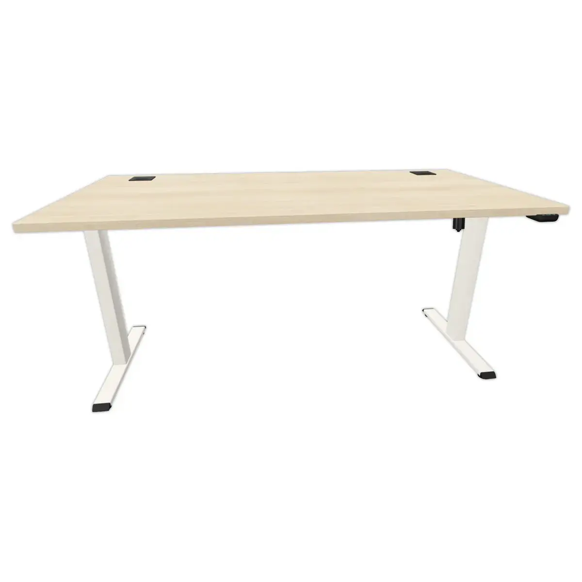 Bureau électrique Eco – 160 x 80 cm – Plateau acacia et pieds blancs – Livré monté