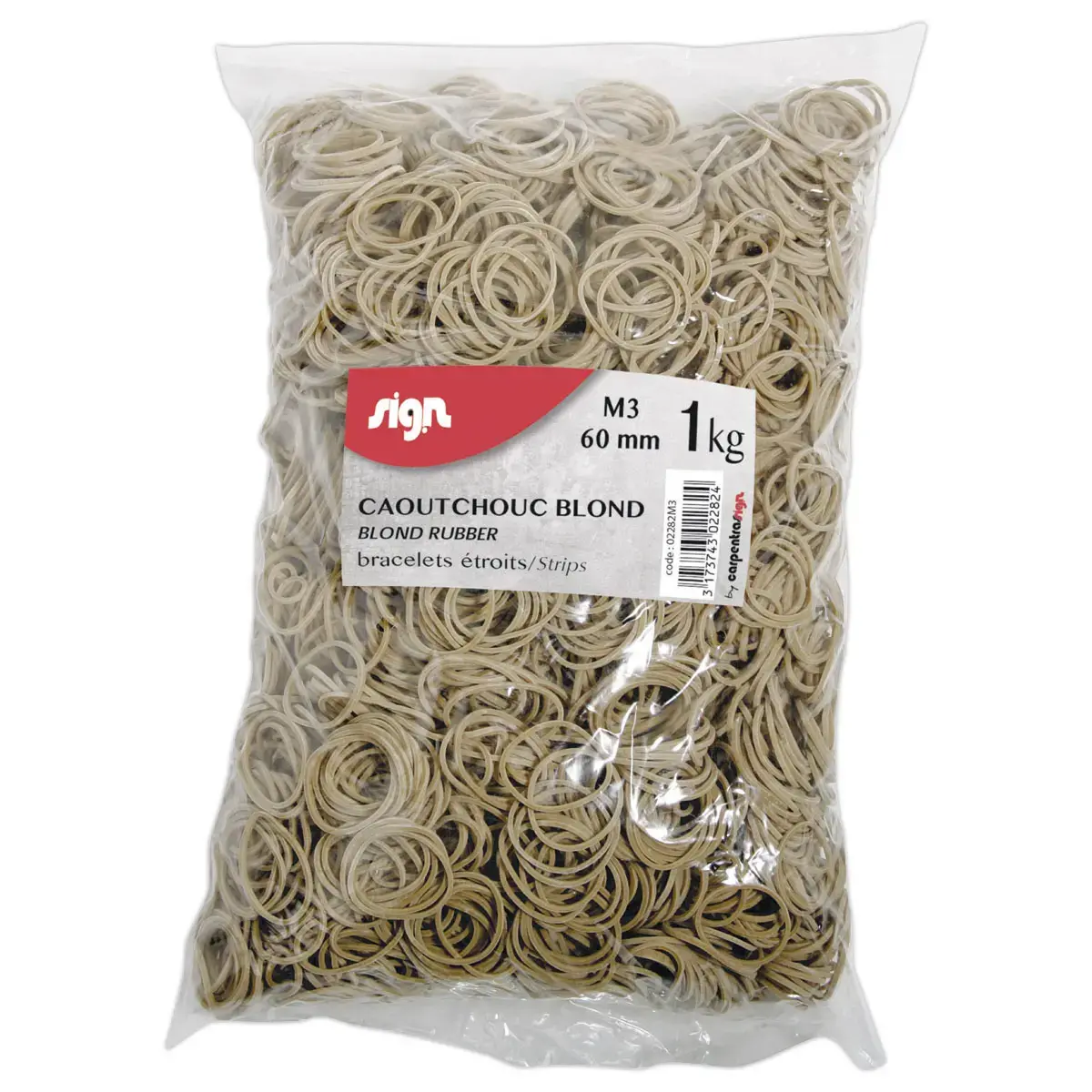 Sachet de bracelets caoutchouc étroitsSIGN 40 mm 1 kg coloris blond