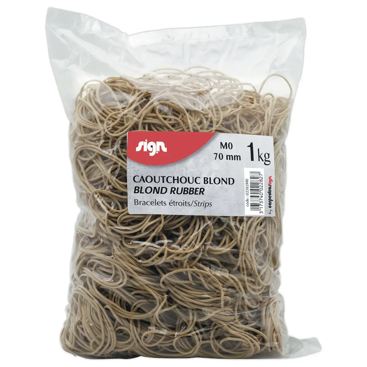Sachet de bracelets caoutchouc étroitsSIGN 70 mm 1 kg coloris blond