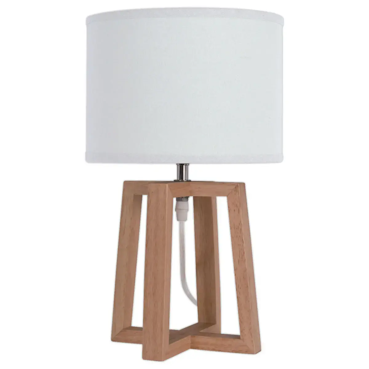 Lampe de bureau Beker bois et tissu blanc