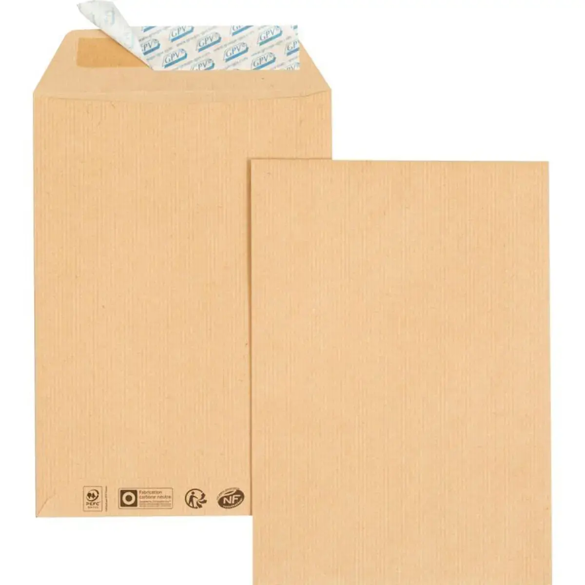 250 pochettes kraft recyclées 260x330 mm 90g bande siliconée