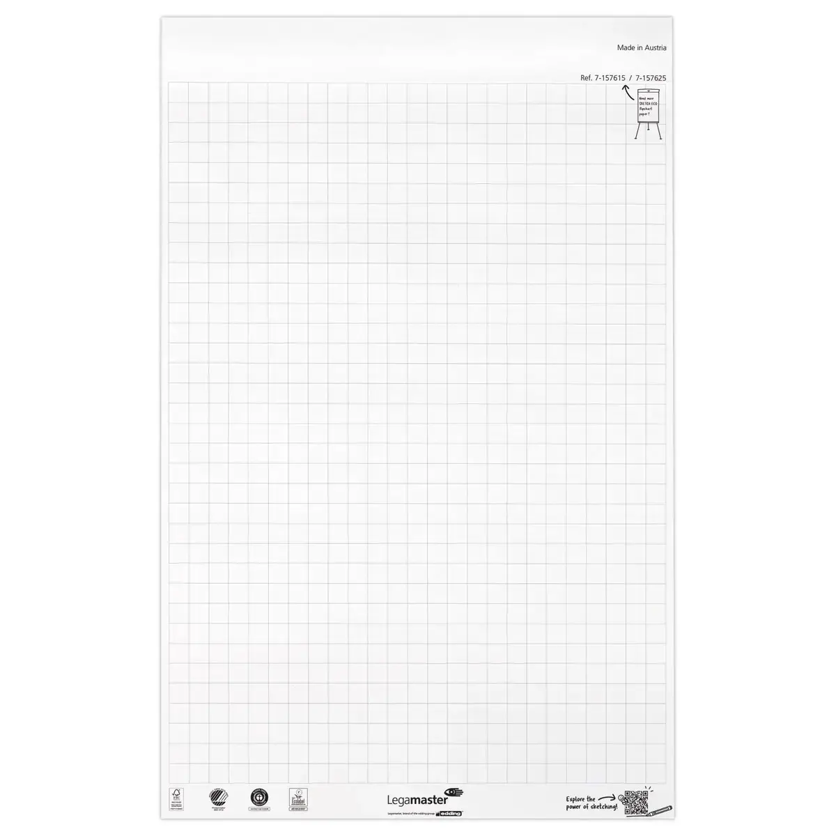 5 Blocs de papier pour chevalet - 5 x 20 feuilles quadrill&eacute;es - LEGAMASTER 