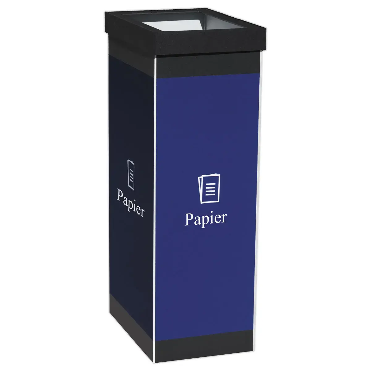 Corbeille de tri sélectif "Papier" PAPERFLOW 60L noir/bleu