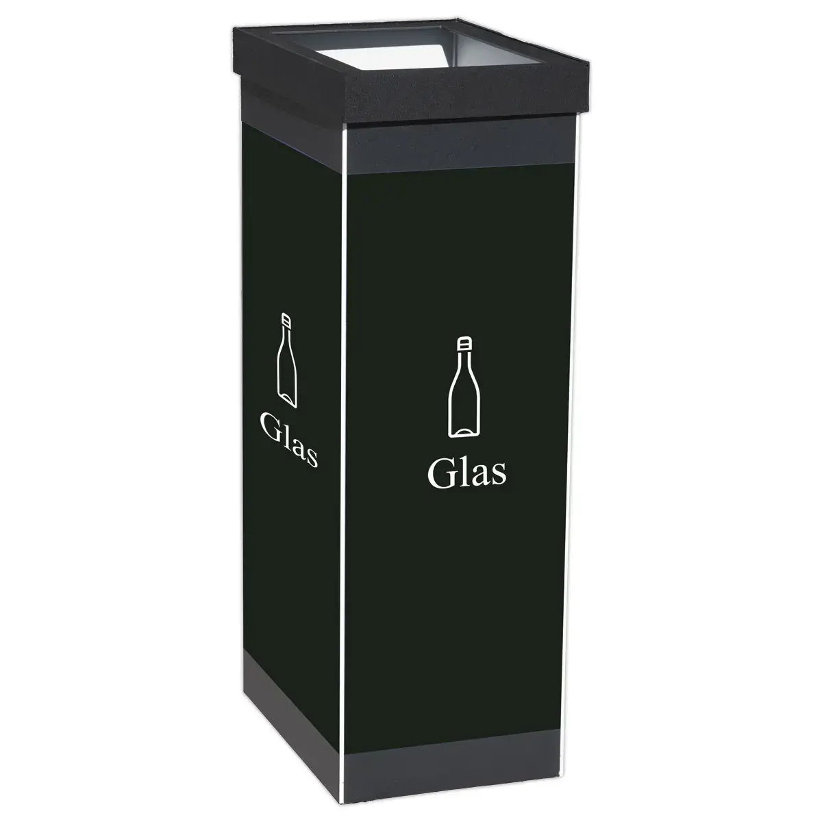 Corbeille de tri sélectif "Glass" PAPERFLOW 60L noir/vert