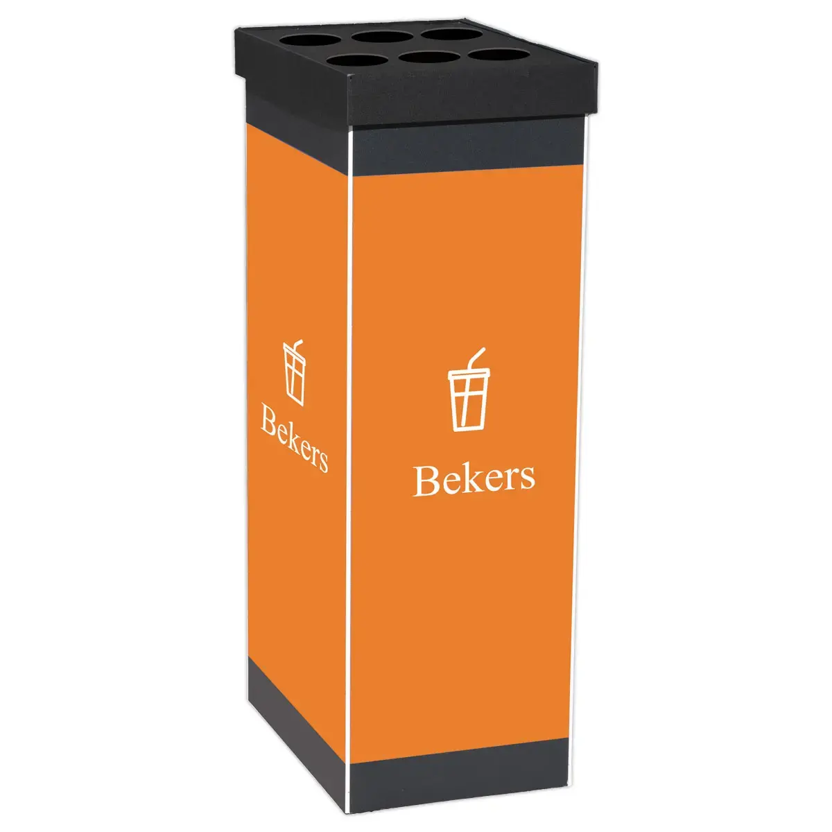 Corbeille de tri sélectif "Gobelets" PAPERFLOW 60L noir/orange