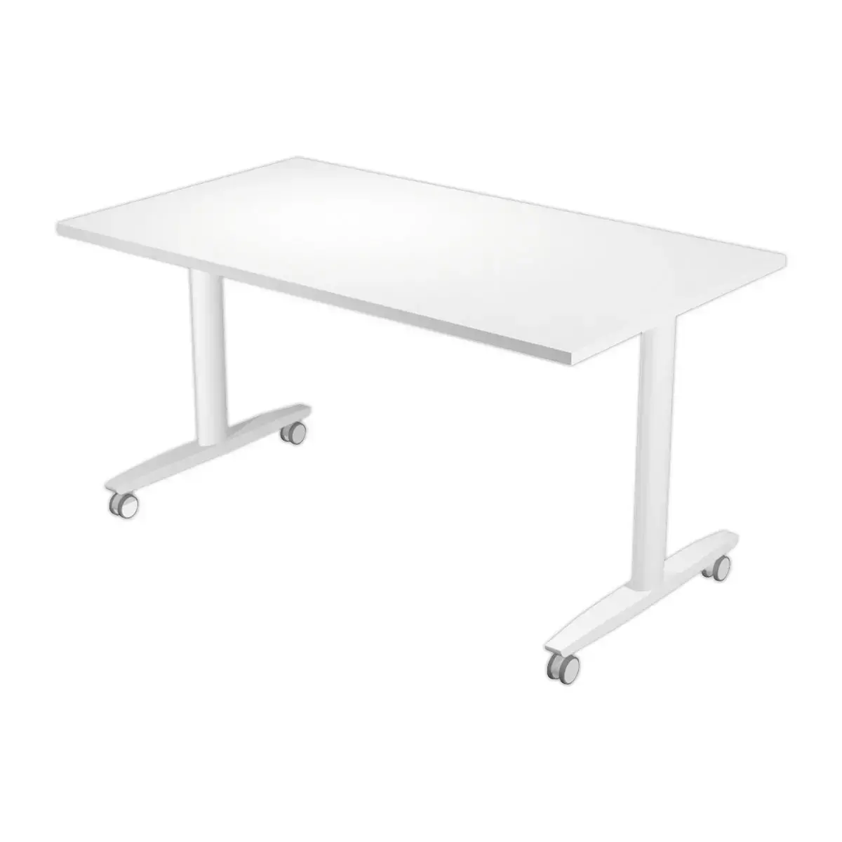 table basculante sur roulettes 140x80x74,1 cm blc/blanc
