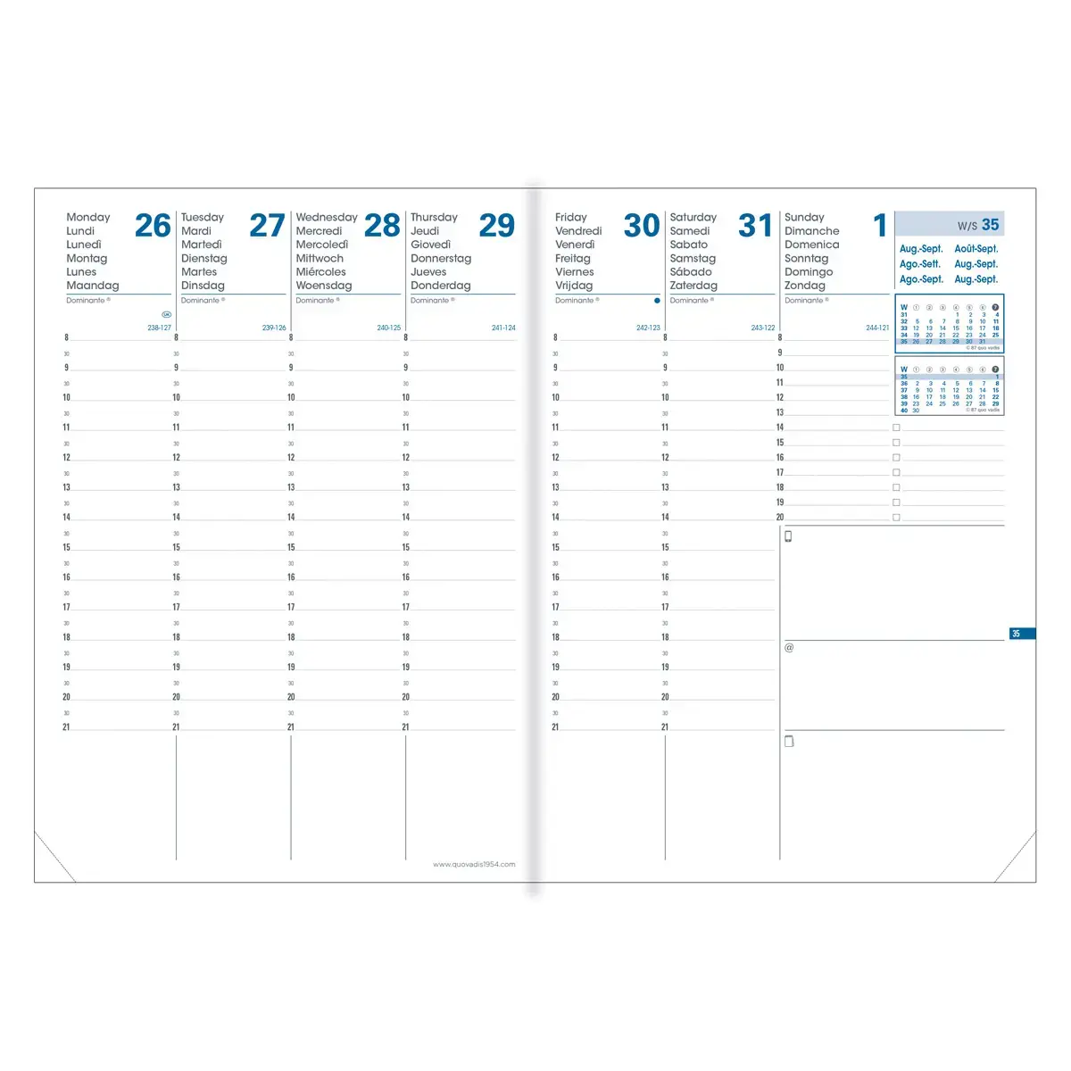 Agenda semainier QuoVadis Everest - 21x27cm - Camel