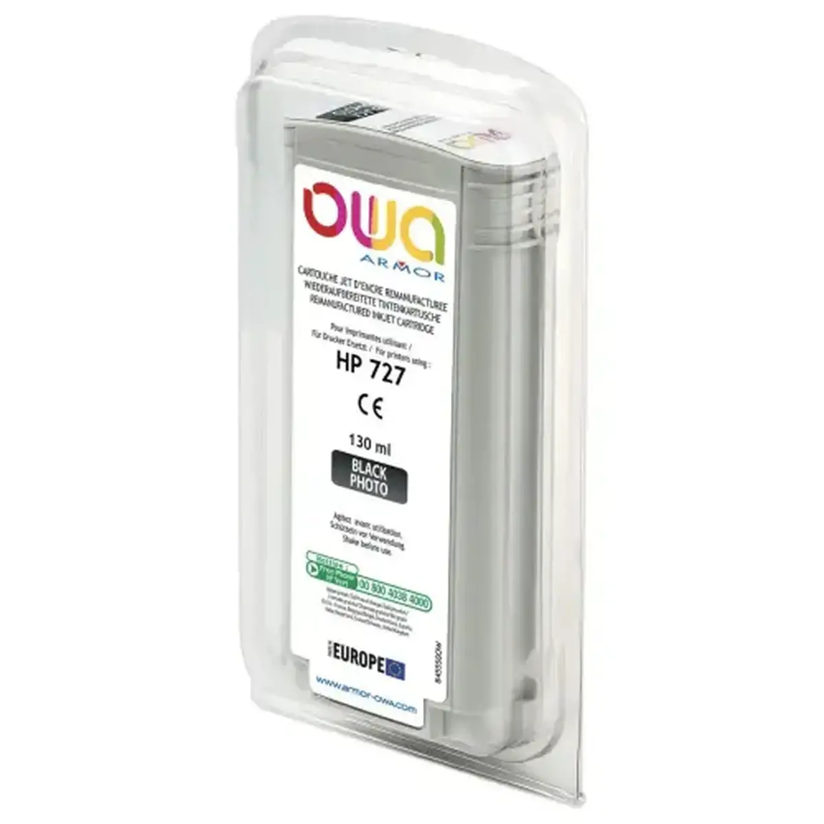 Cartouche équivalent HP pour traceurs 727 130 ml - Noir photo - Owa
