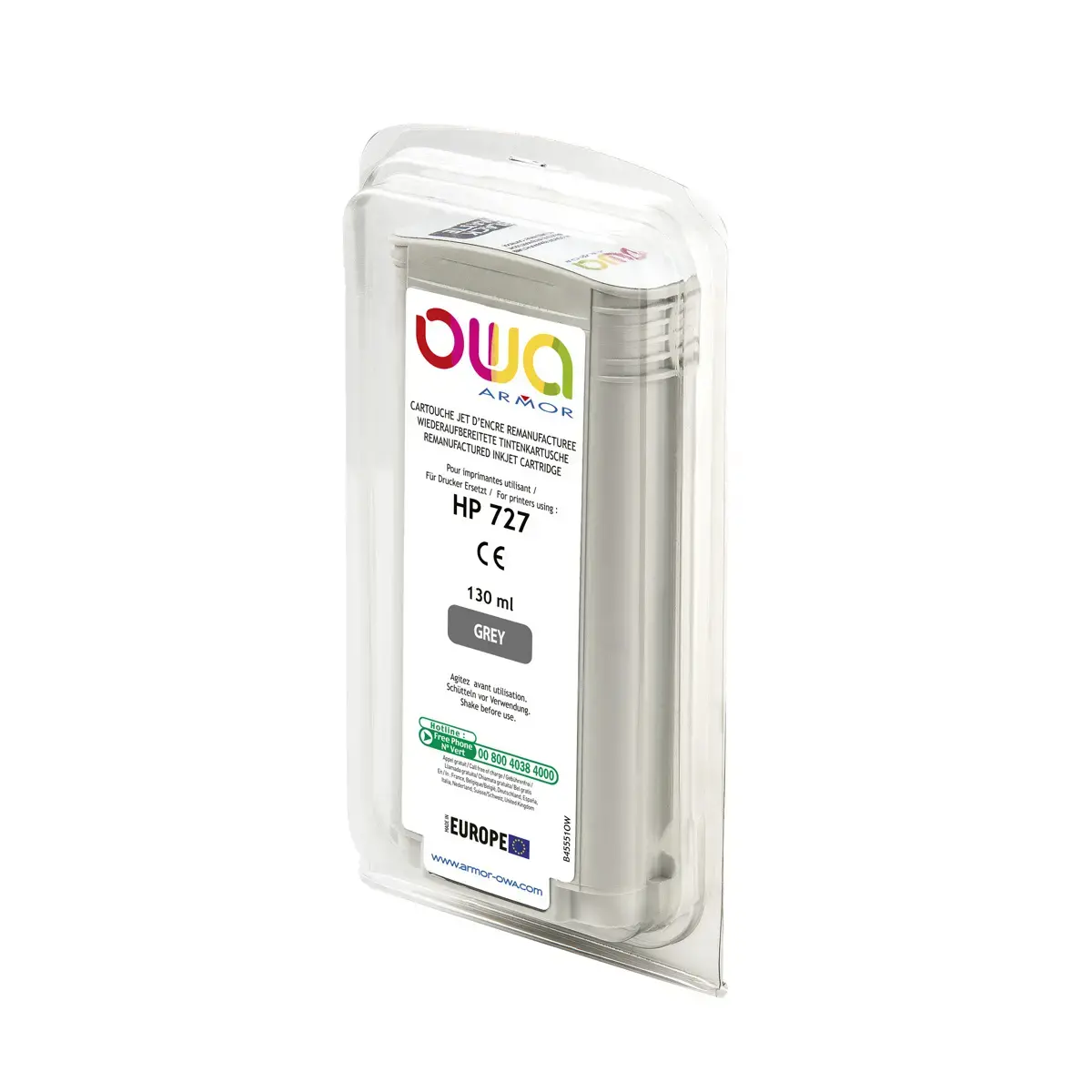 Cartouche équivalent HP pour traceurs 727 130 ml - Gris - Owa