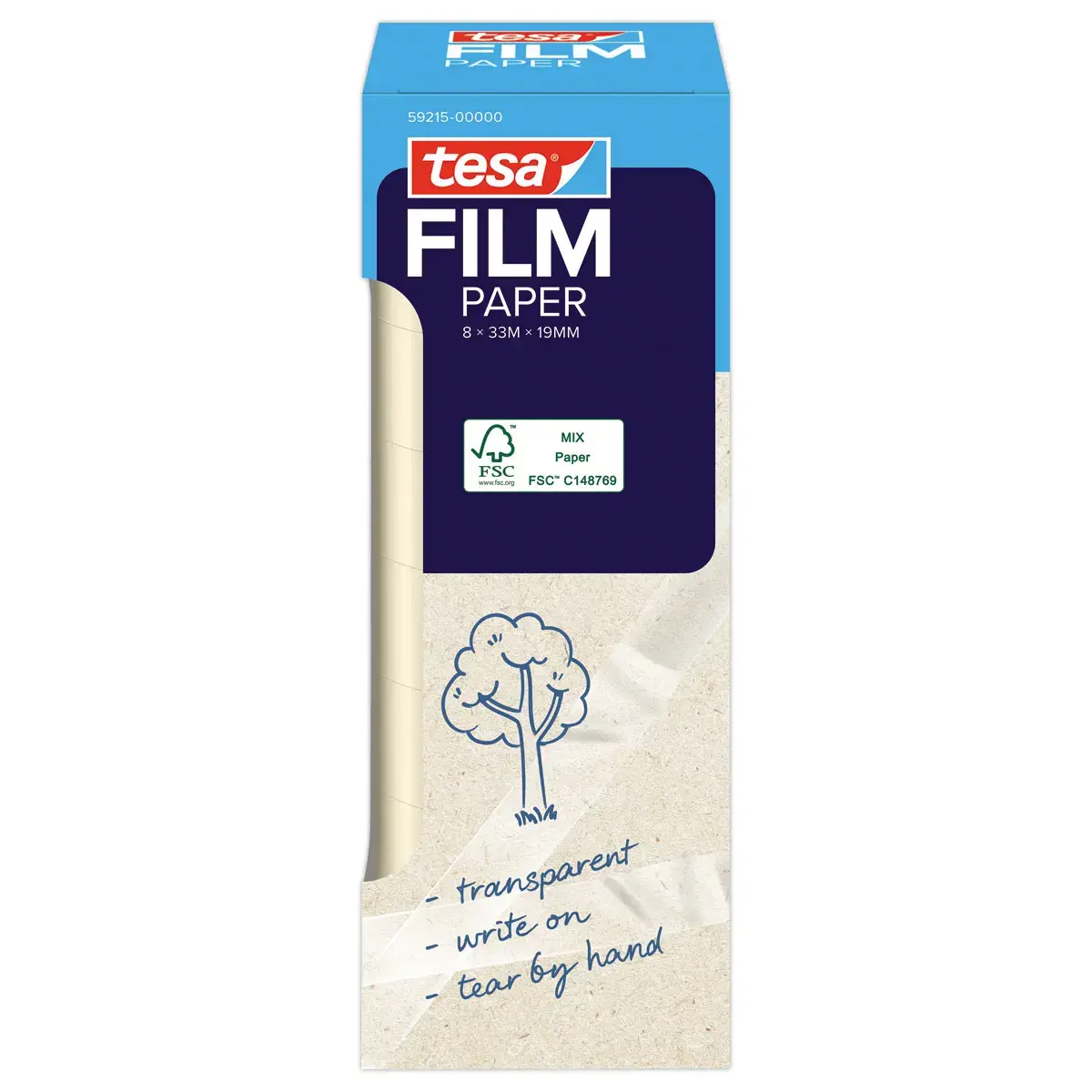 8 Rubans adhésifs Tesafilm® Paper 33M X 19mm - les 8 rouleaux