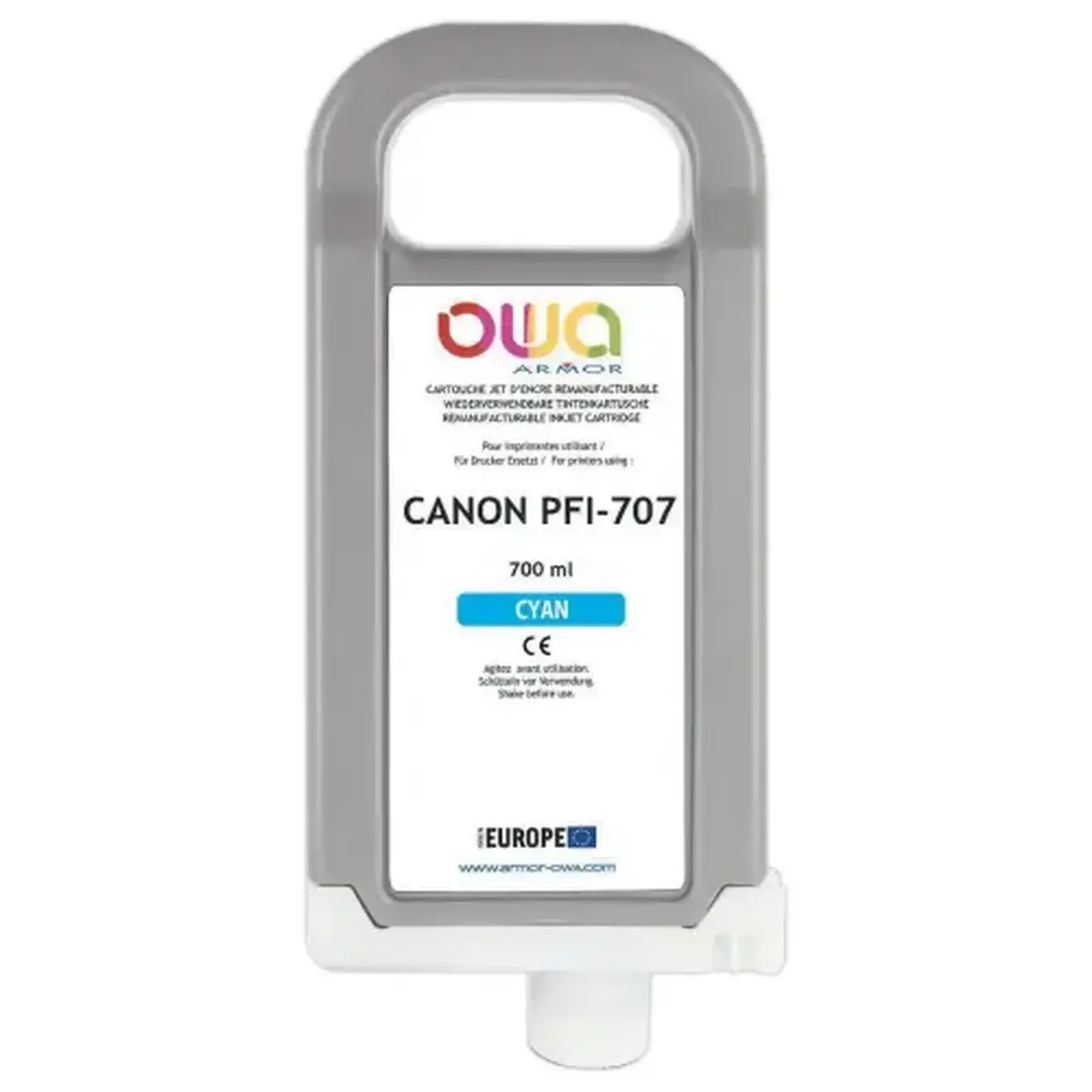 Cartouche B45688OW OWA pour traceurs compat CANON PFI-707 700ml-Cyan