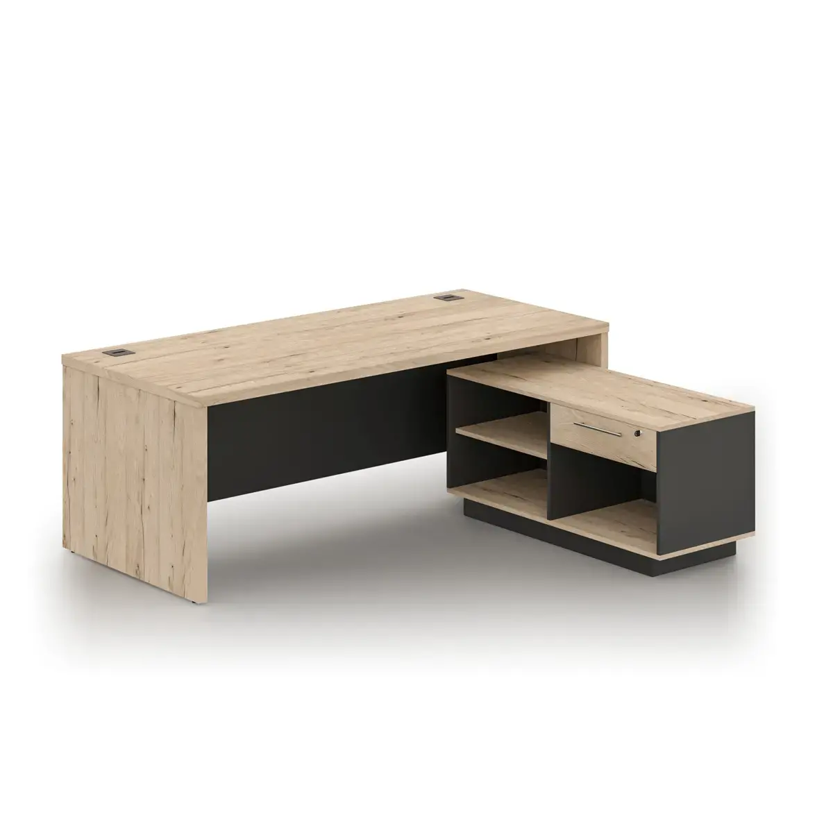 Bureau Milan - L180 - Cr&eacute;dence - M&eacute;lamin&eacute; et ch&ecirc;ne 