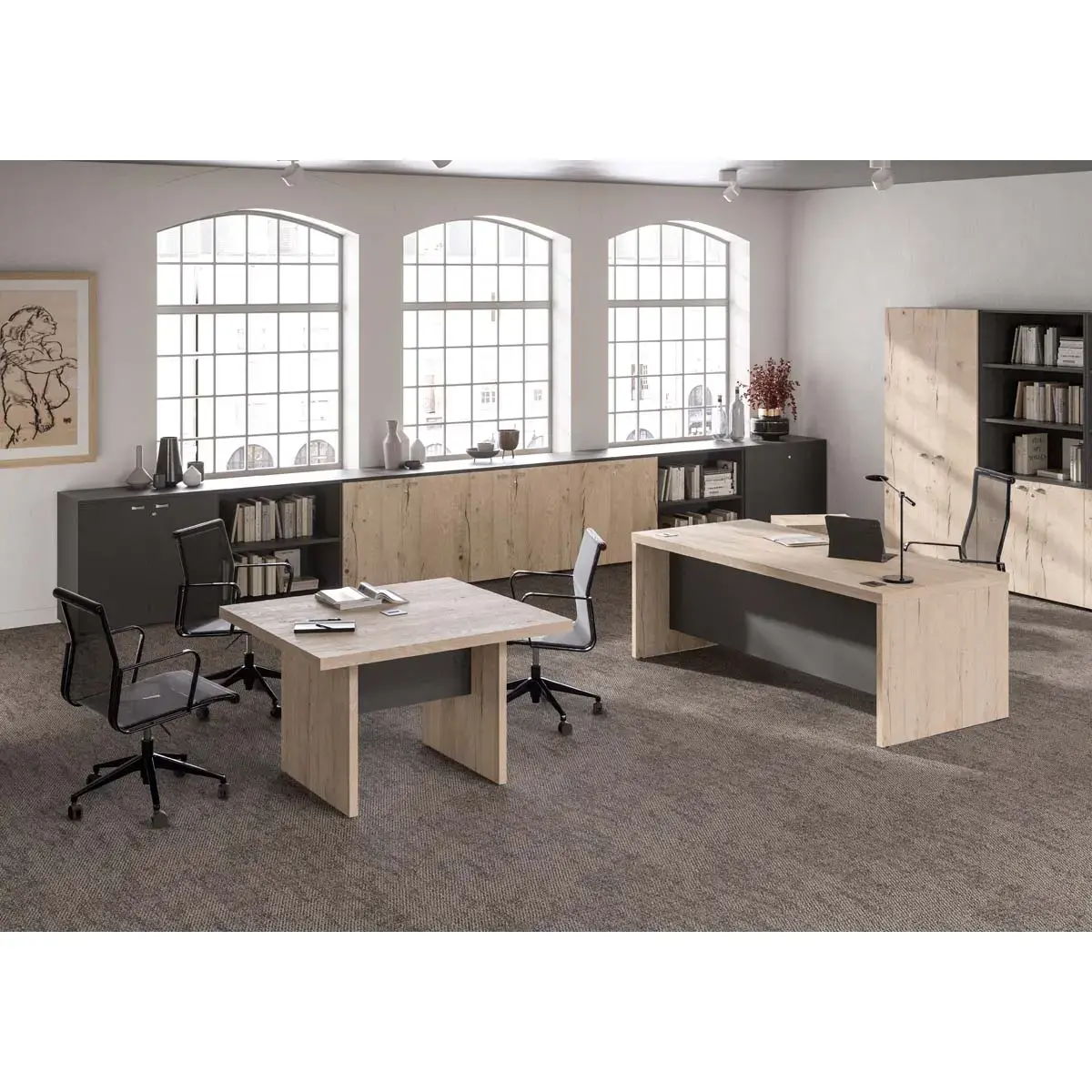 Bureau direction Milan - L180 - M&eacute;lamin&eacute; et ch&ecirc;ne 