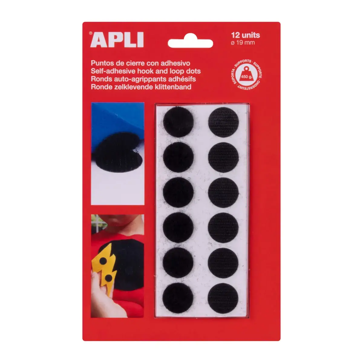 12 Points adh&eacute;sifs - &Oslash;19 mm - Noir - Apli 
