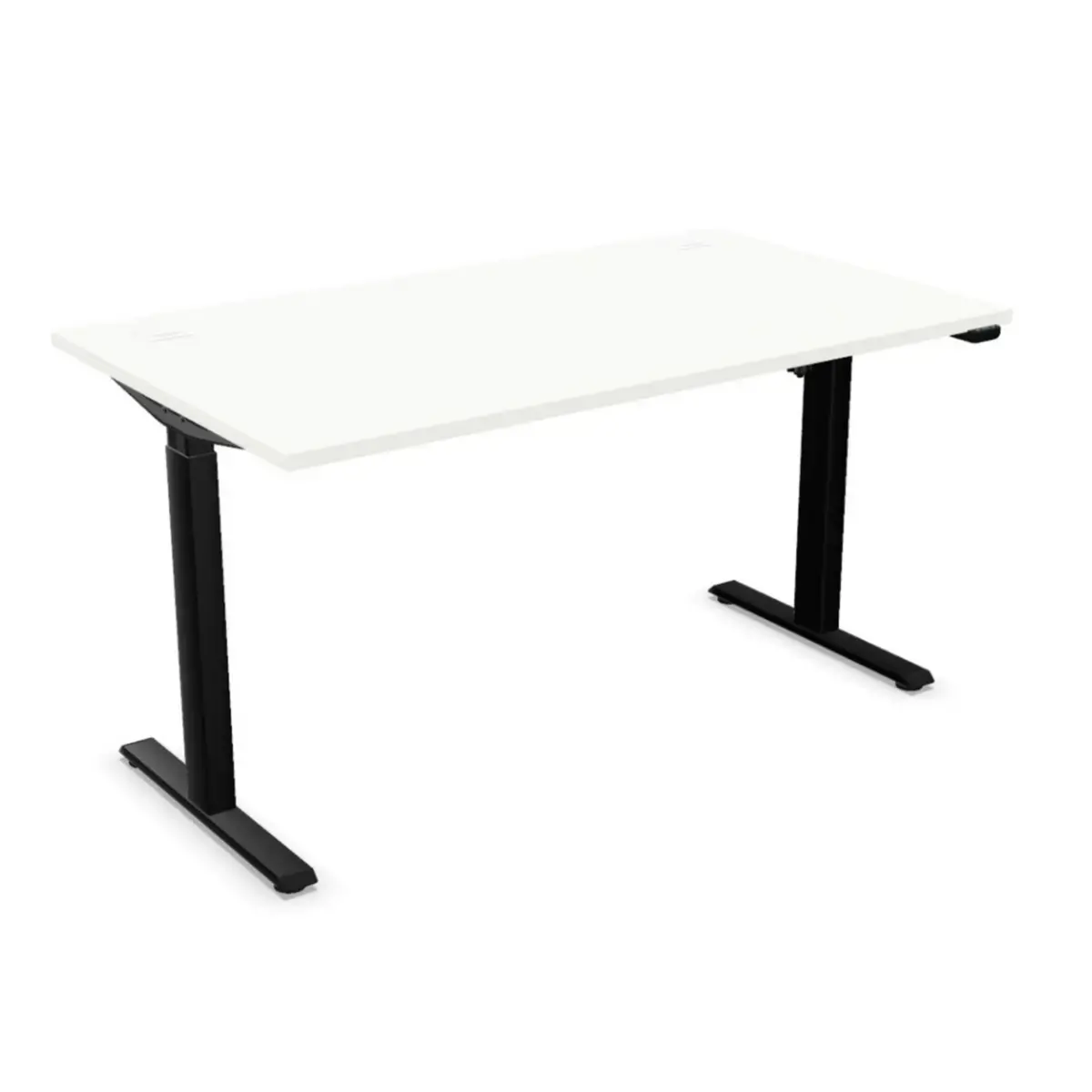 Bureau électrique Eco - 120 x 60 cm - Pieds noirs et plateau blanc - Livré monté