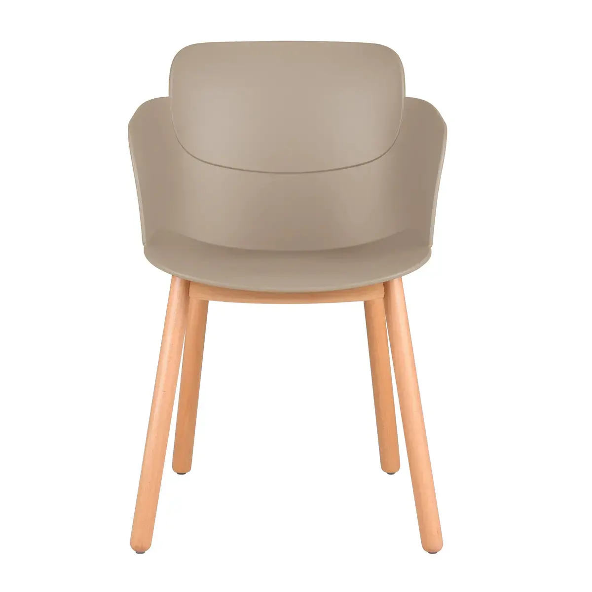 2 Fauteuils TULIPE - Coque beige et pieds bois - Livrés montés