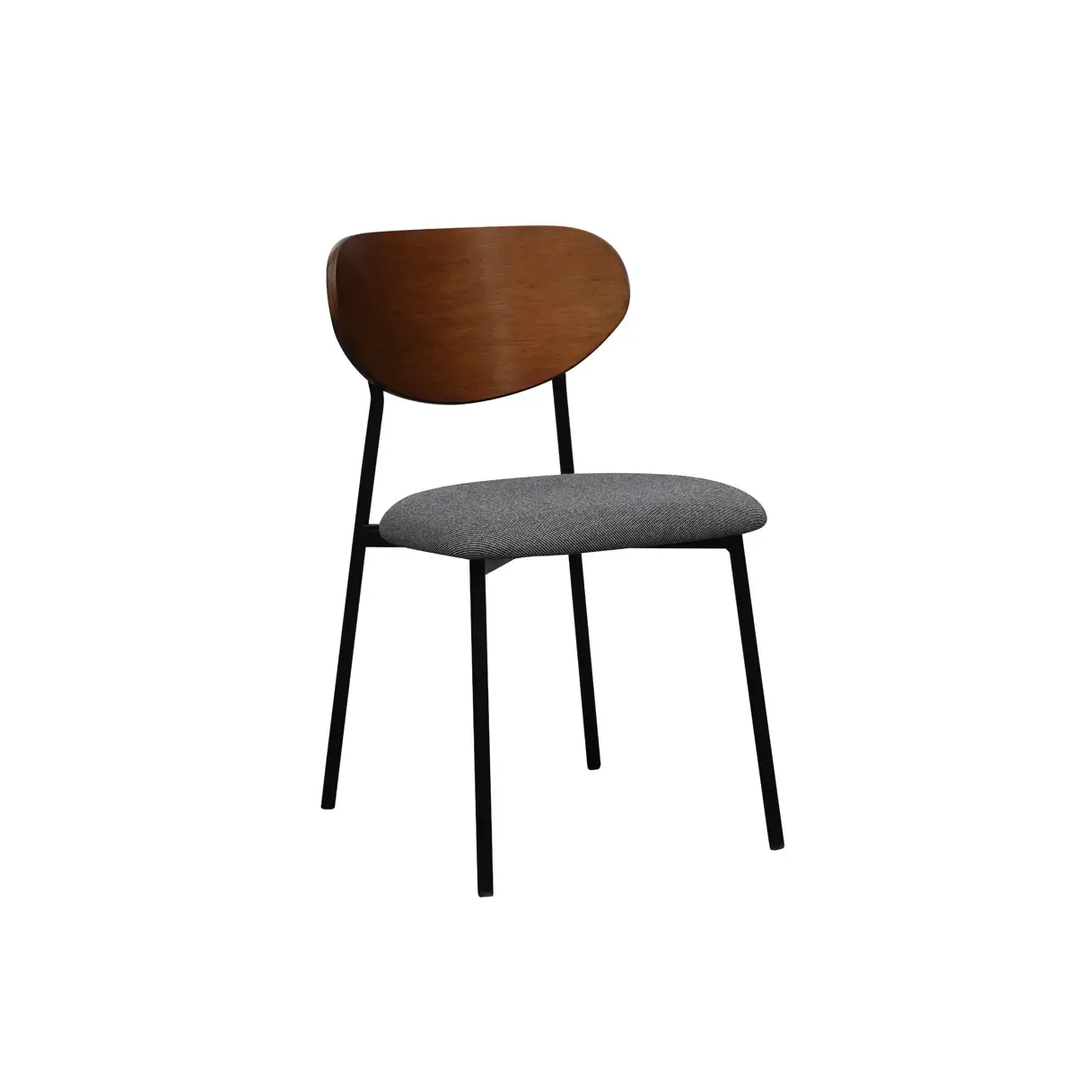 2 Chaises AMIO - Assise tissu et dossier noyer - Livr&eacute;es mont&eacute;es 