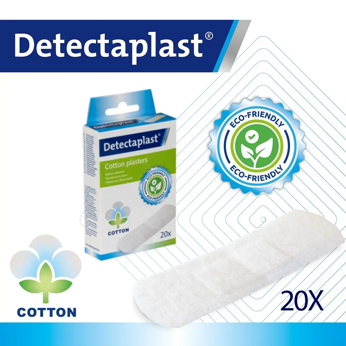 20 Pansements coton biodégradables - Detectaplast