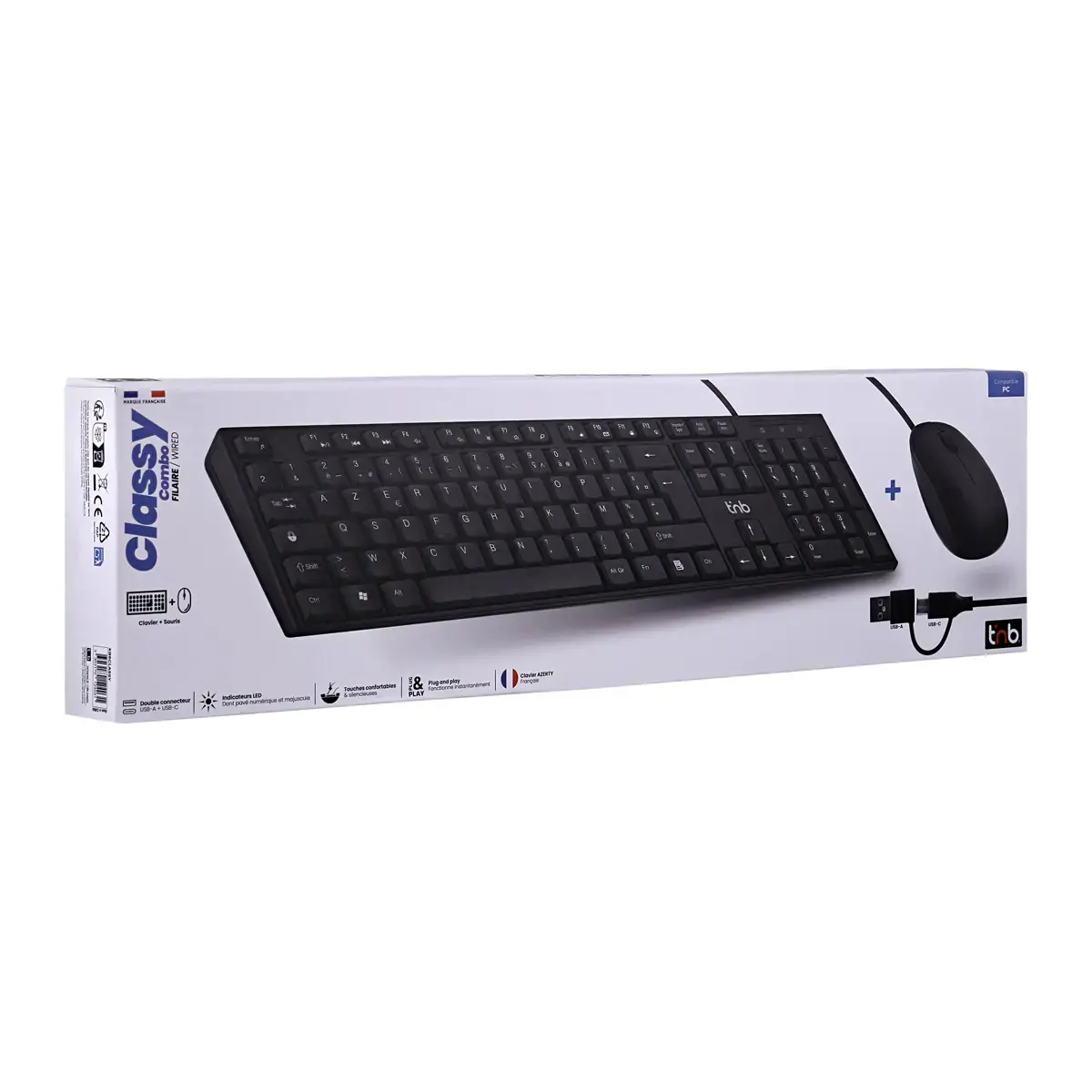 Pack clavier + souris filaires - Noir - T'nB 