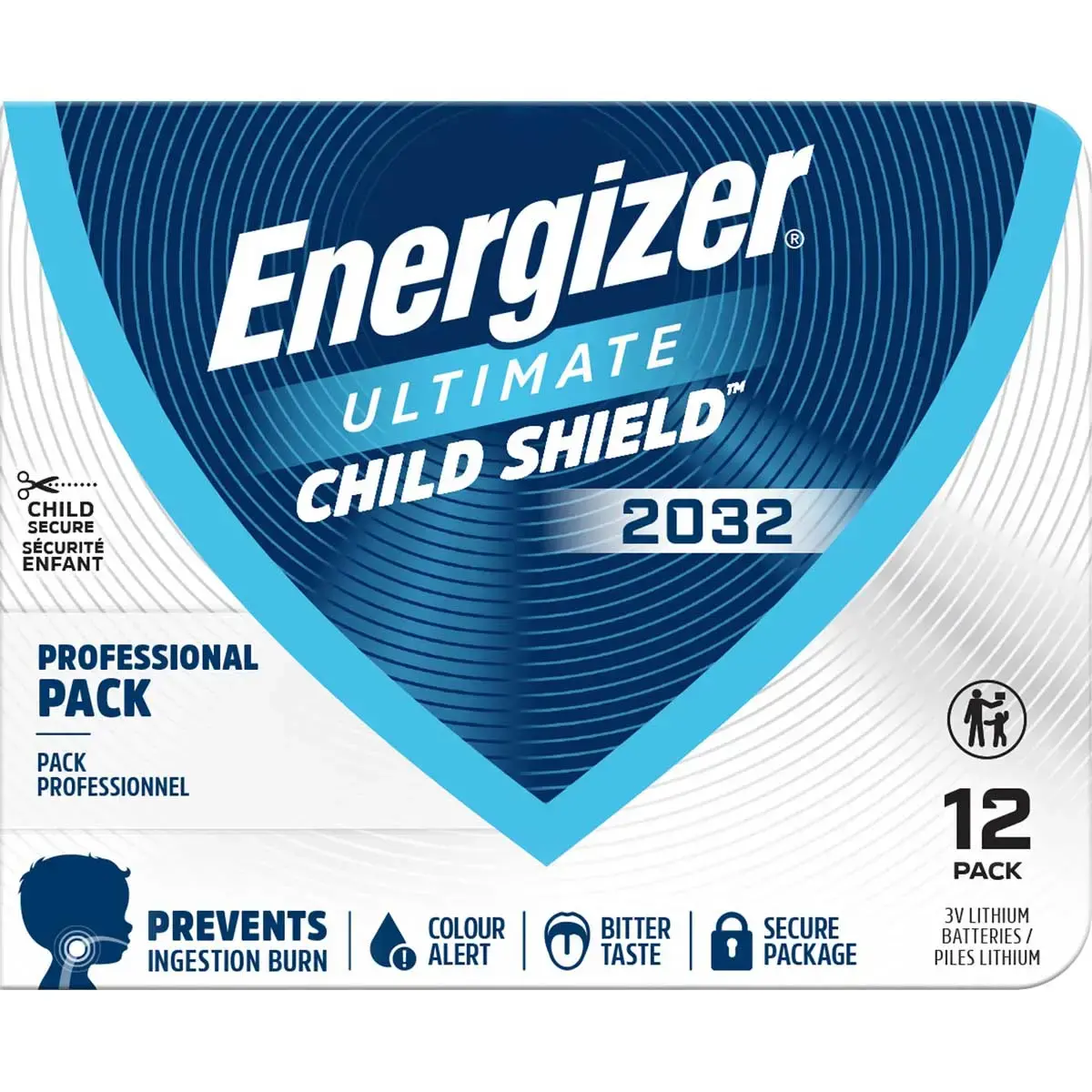 12 Pile Bouton CR2032 Child Shield x12
