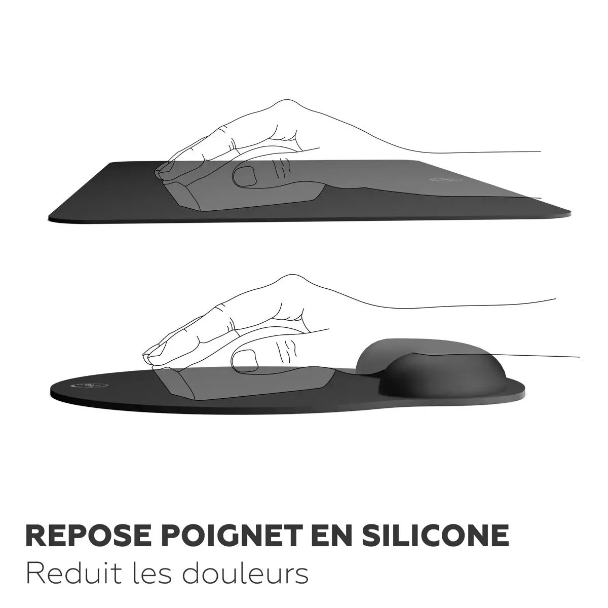 Tapis de souris avec repose-poignet - Ergonomique - Noir - Mobility Lab