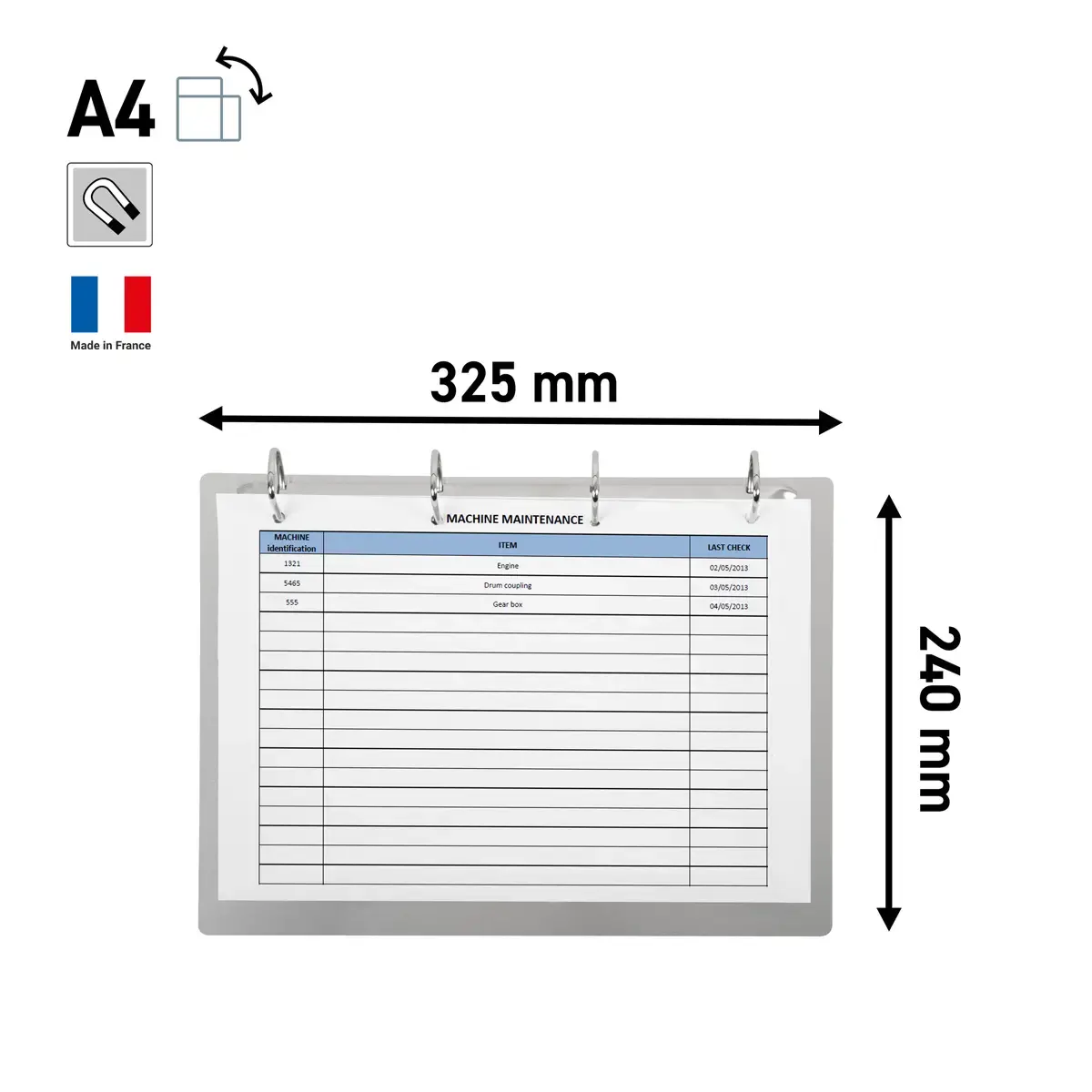 Classeur d&rsquo;affichage - 4 anneaux - Aluminium - Djois 