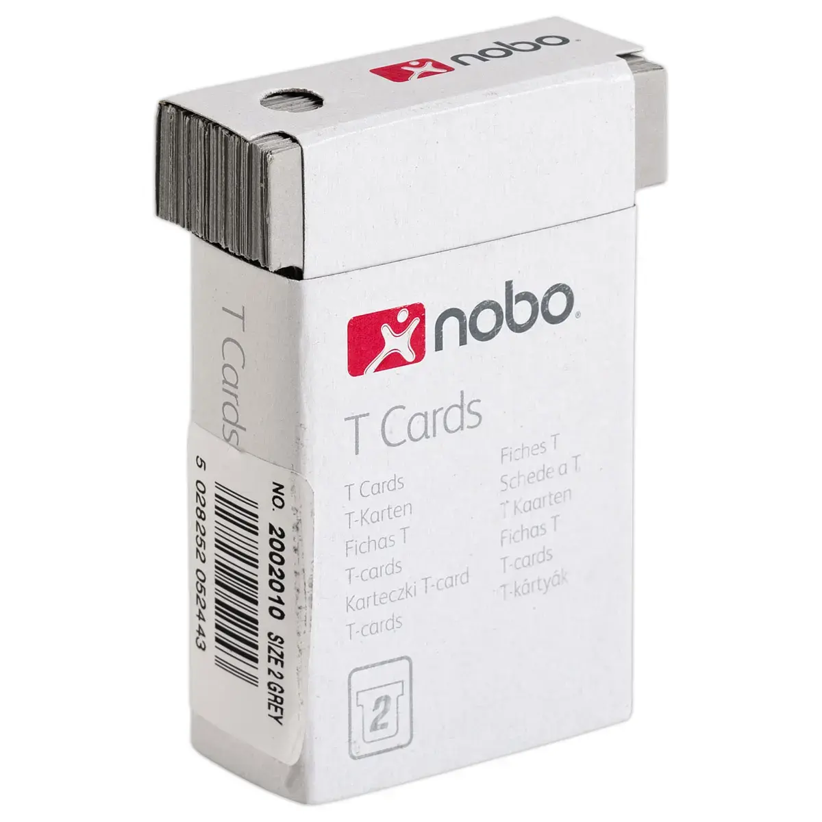 100 Fiches T pour planning - Taille 2 - Argent - Nobo