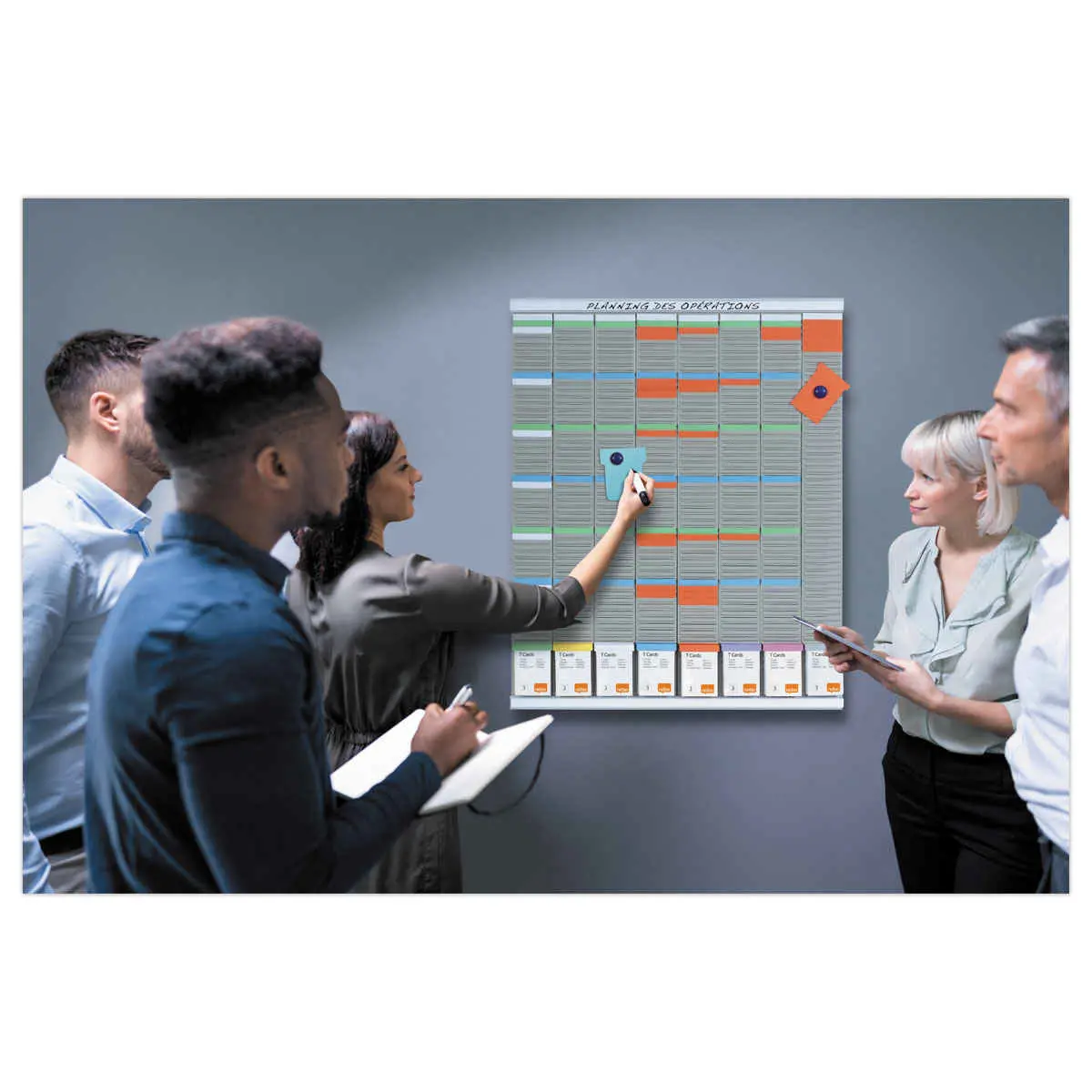 100 Fiches T pour planning - Taille 3 - Jaune - Nobo