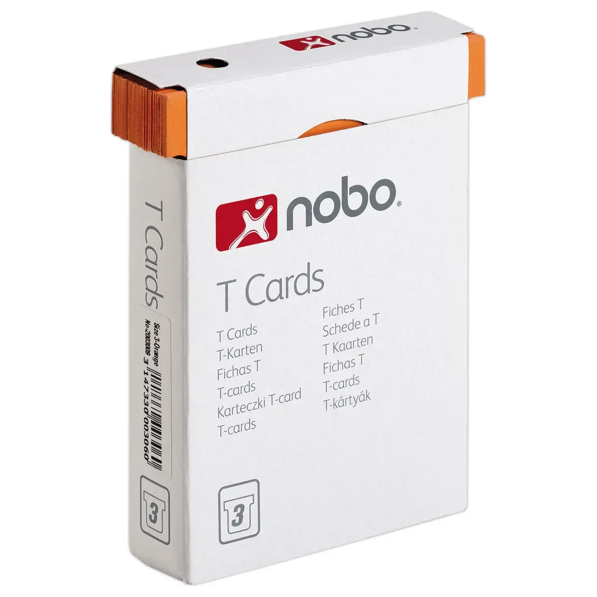 100 Fiches T pour planning - Taille 3 - Orange - Nobo 