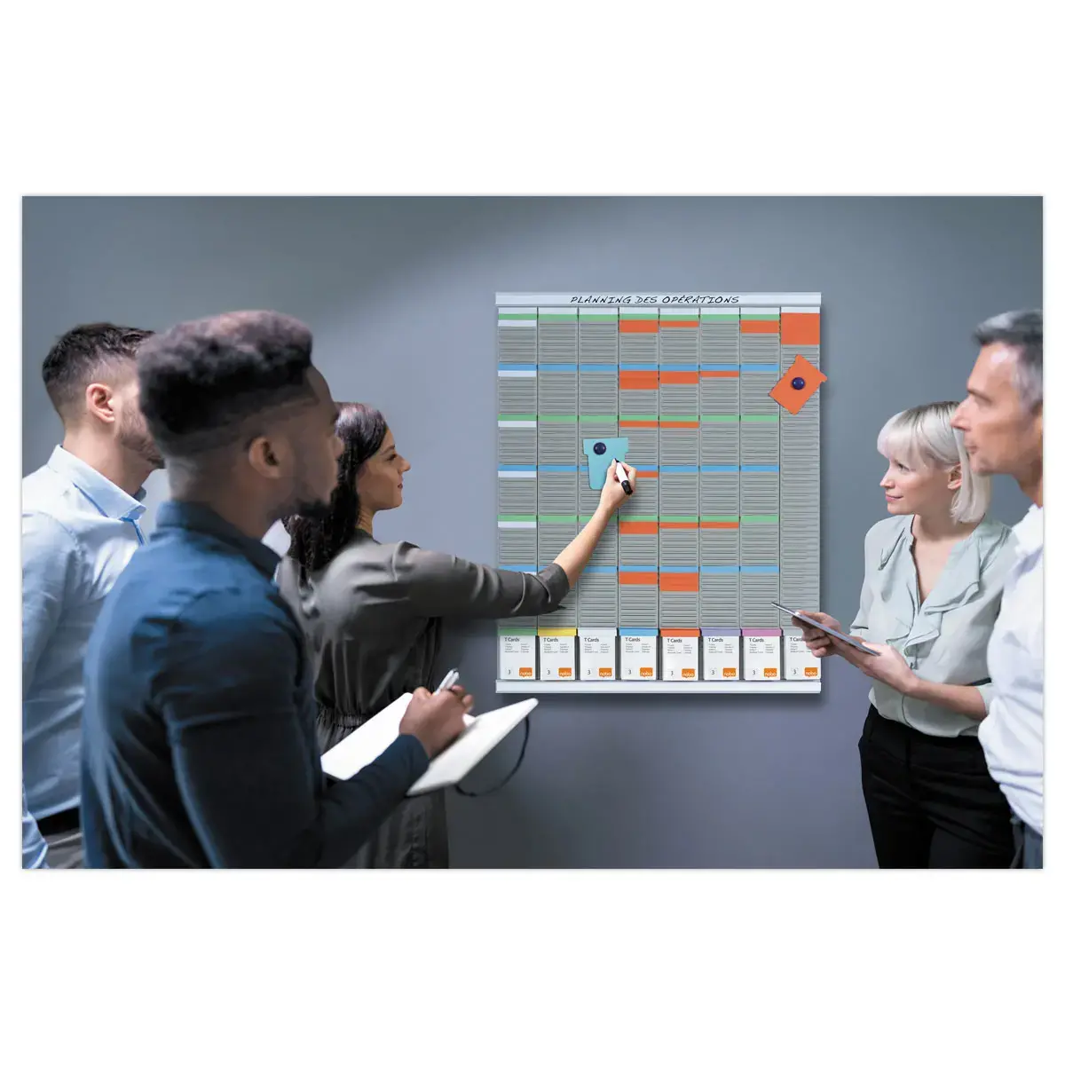 Bande de planning à fiches T - 54 fentes - Indice 3 - NOBO