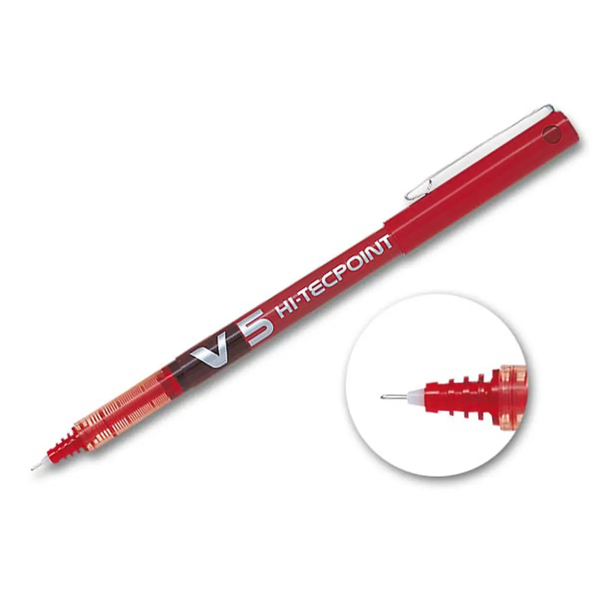 Stylo roller pointe aiguille V5 Hi-tecpoint - Écriture fine - Rouge - PILOT