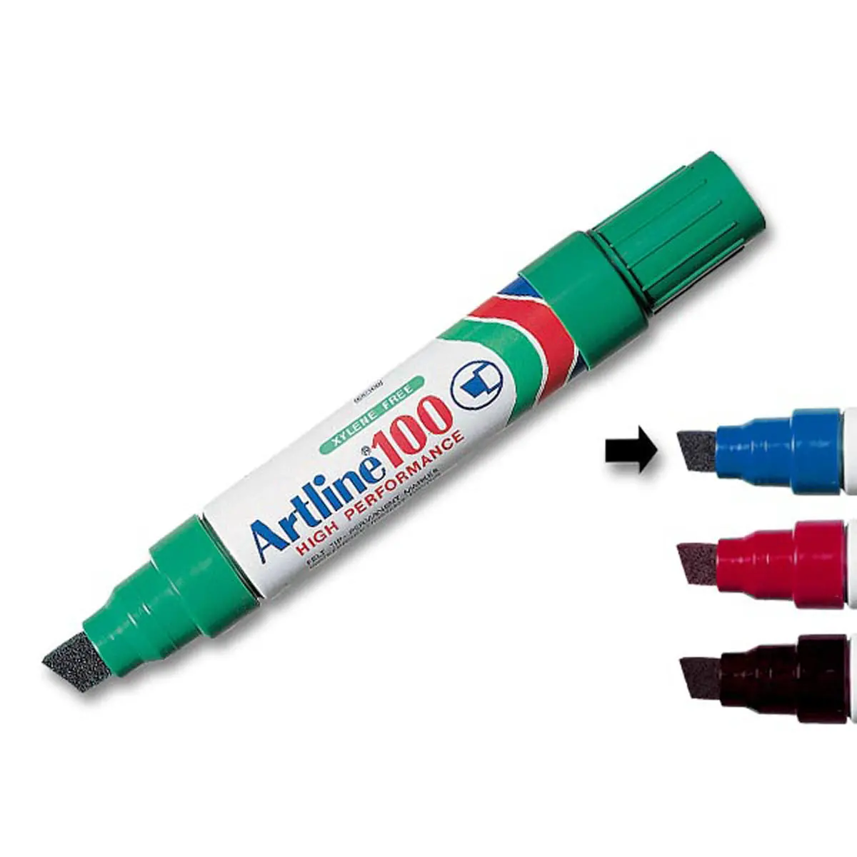 Marqueur permanent Artline 100 - Pointe biseautée 12 mm - Bleu - ARTLINE