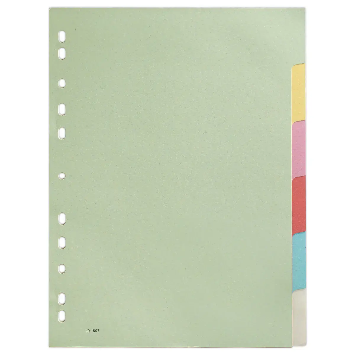 jeu d'intercalaires multicolores carte 180G - A4 - 6 onglets neutres