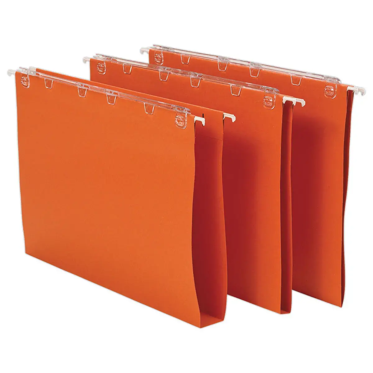 25 Dossiers suspendus pour tiroirs kraft recyclé - Fond 30 mm - Orange