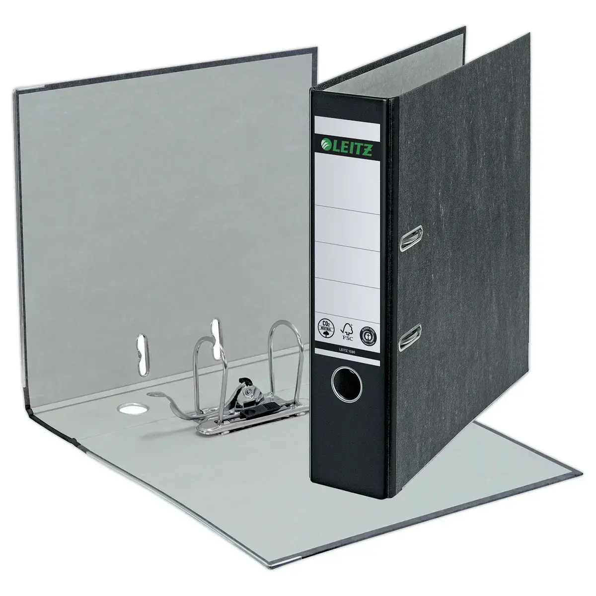 Classeur &agrave; levier 180&deg; - Dos 8 cm - Marbr&eacute; noir - LEITZ 