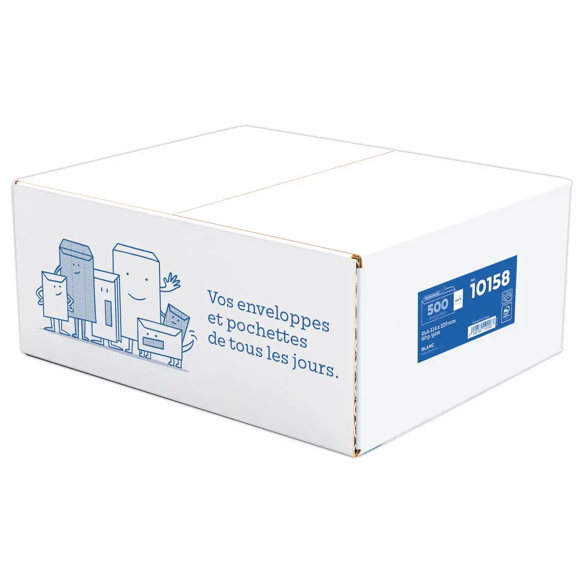 500 Enveloppes bande silicon&eacute;e blanches 114x229 mm 80g 