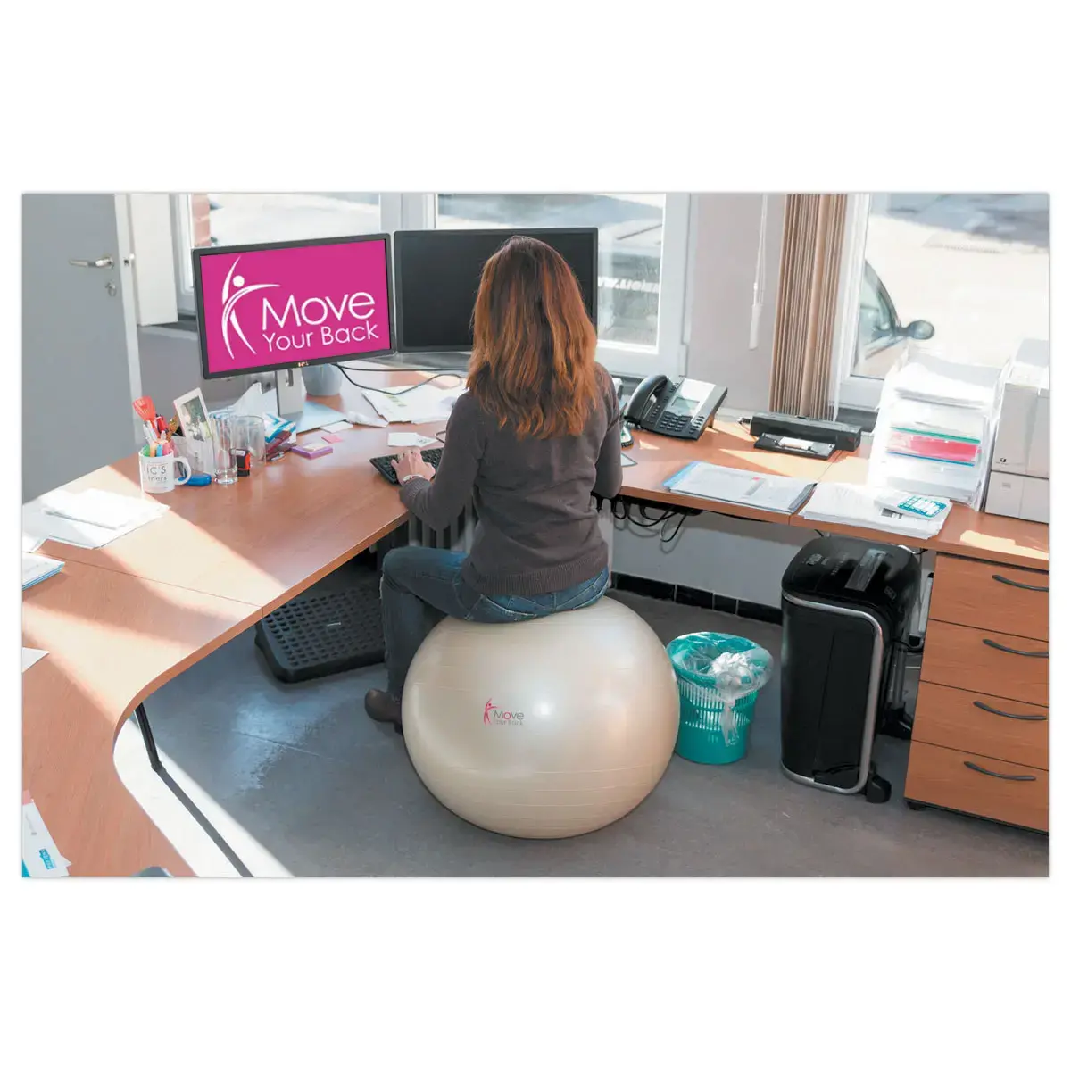 Ballon Fitball taille S avec un diam&egrave;tre de 55cm et son socle 