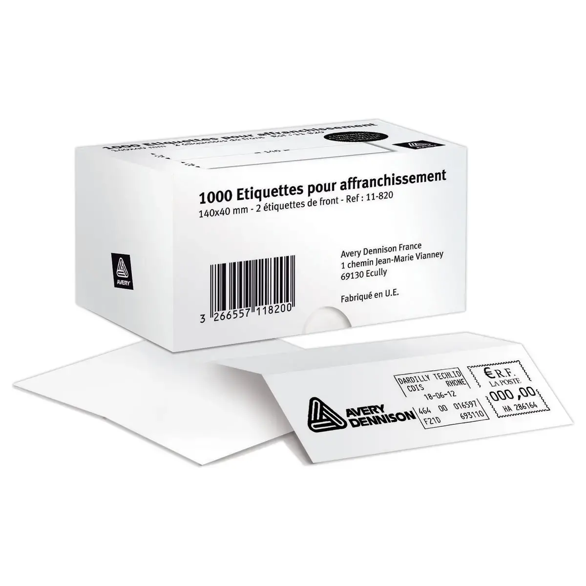 1000 étiquettes d'affranchissement 140 x 40 mm - 2 étiquettes par planche