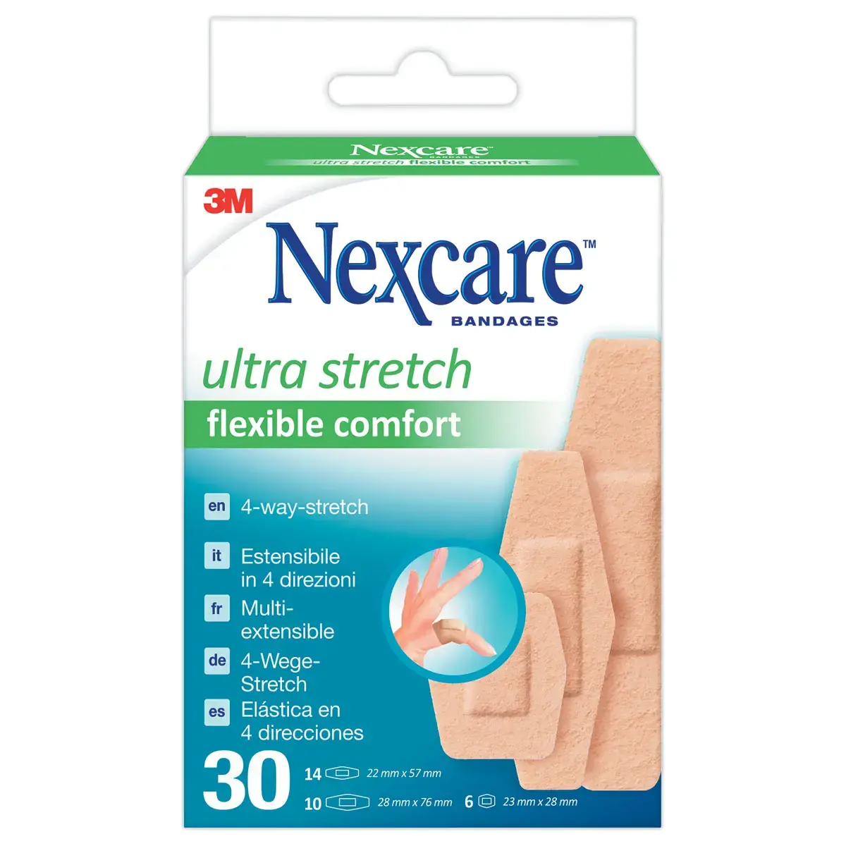 30 Pansements Comfort 360&deg; - Dimensions assorties - Nexcare 