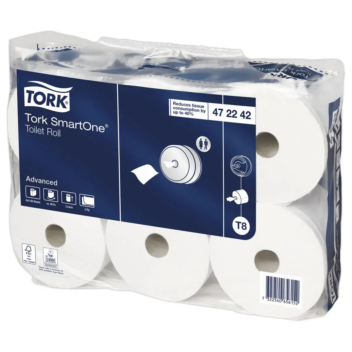 6 Rouleaux de papier toilette T8 - Blanc - Tork