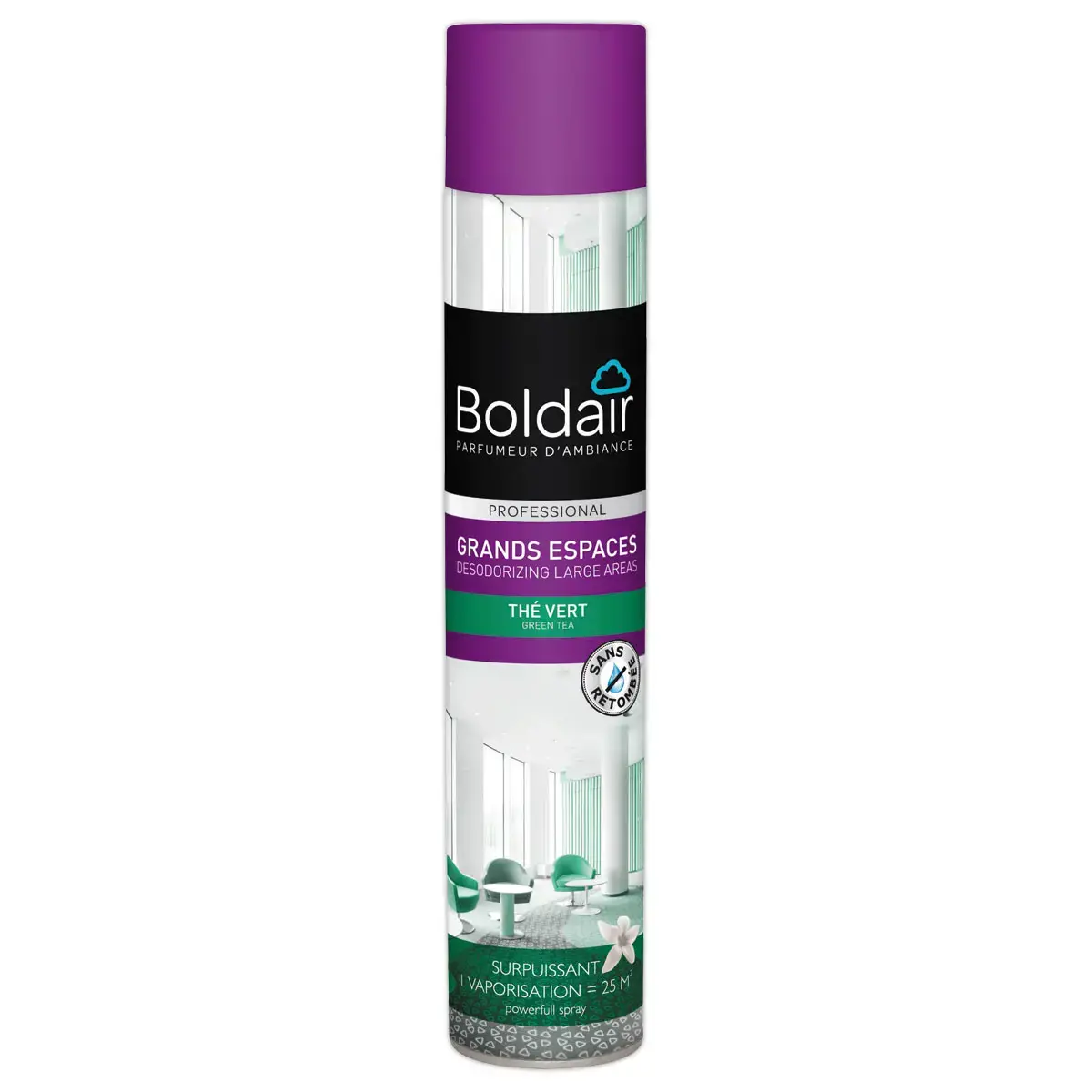 Désodorisant surpuissant pour grands espaces - 750 ml - Thé vert - Boldair