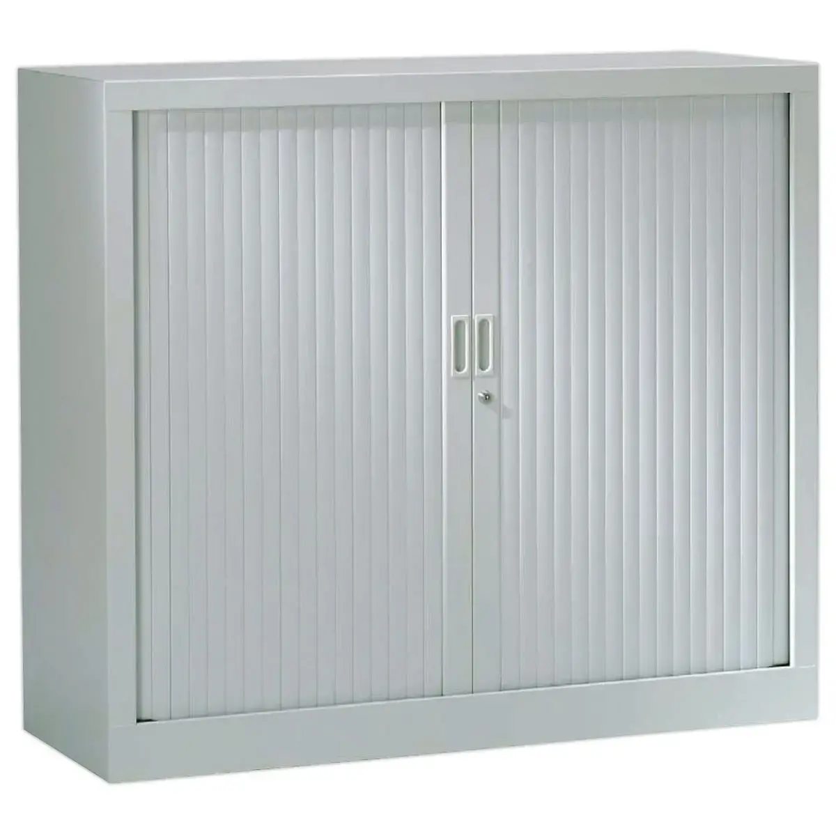 Armoire basse à rideaux - 100 x 120 cm - Gris clair