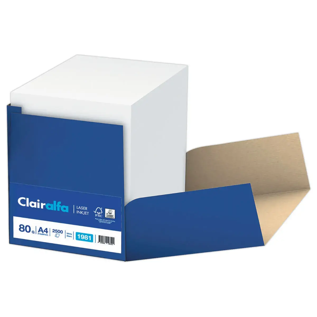 2 500 Feuilles de papier blanc - A4 - 80 g - Clairalfa