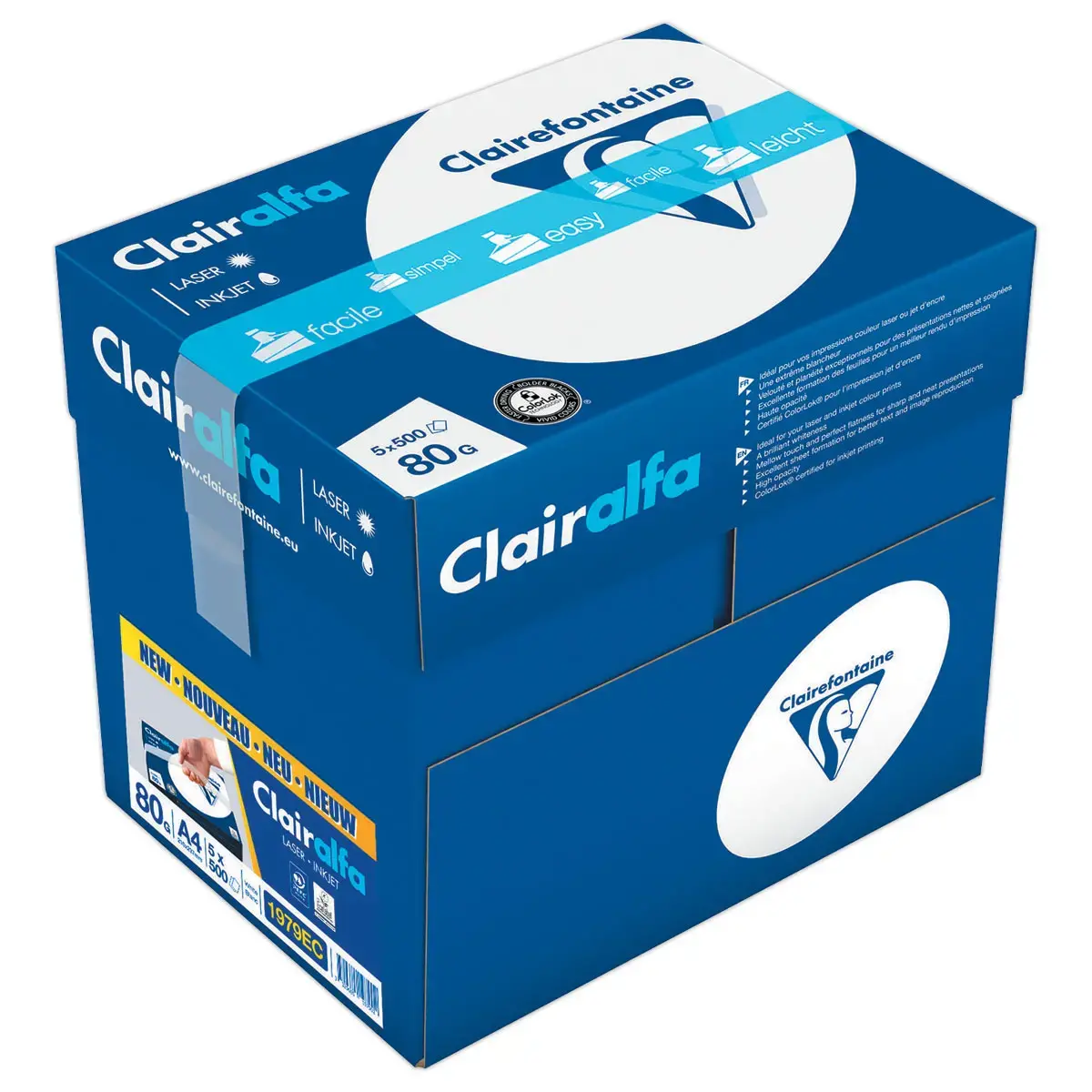 5 Ramettes papier soit 2 500 feuilles A4 Clairalfa - 80g - Clairefontaine 