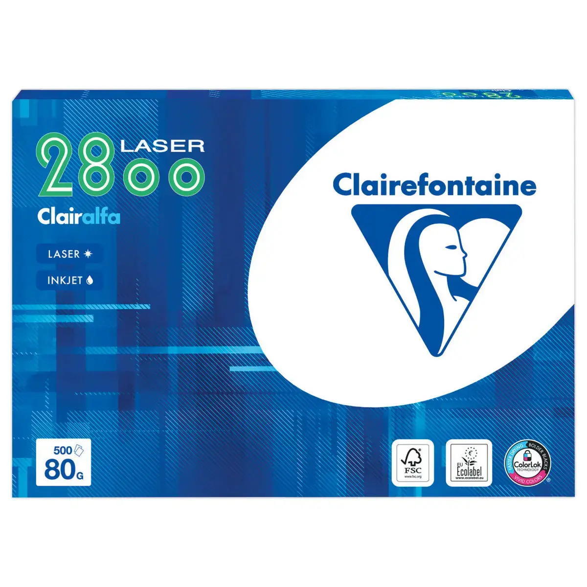 Ramette de 500 feuilles papier blanc laser CLAIREFONTAINE 2800 A4 80g