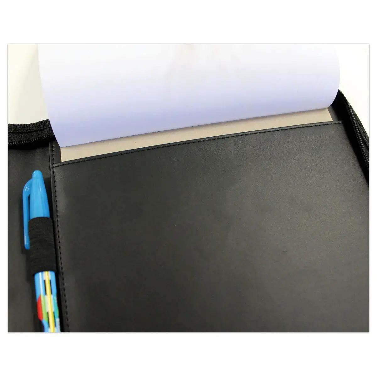 Porte-bloc conférencier à zip - polyuréthane noir