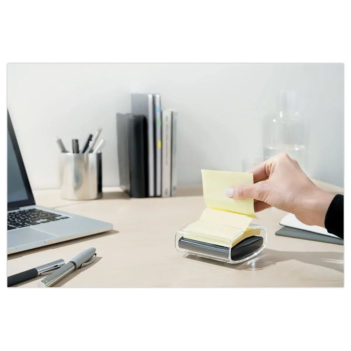 Blocs Notes recyclées 76x76mm jaunes + dévidoir Millenium - POST-IT